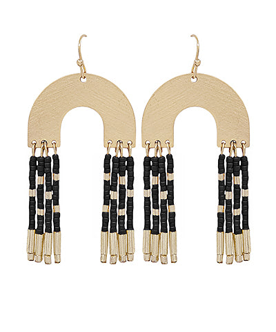 Beaded Tassel Arch Earrings