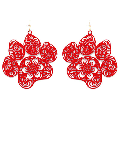 Paw Print Filigree Dangle Earrings