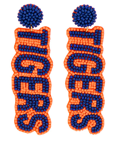 "TIGERS" Beaded Letter Earrings