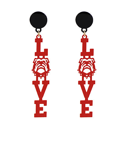 "GAME DAY" Filigree LOVE Bulldog Earrings