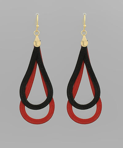 Red and black Double Teardrop Earrings