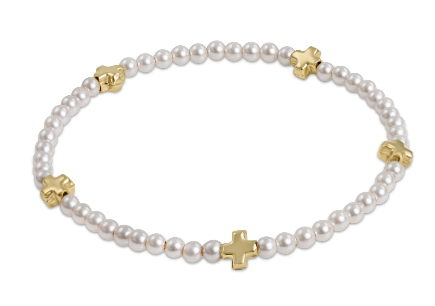 Enewton Signature Cross Small Pearl Pattern 3mm Bead Brace