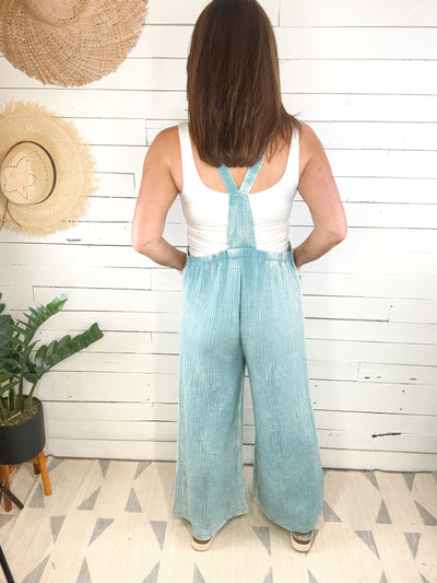 Sweet Little Sixteen Washed Gauze Overall Jumpsuit