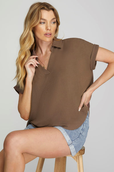 Dear Lady Twist Collared V-Neck Top