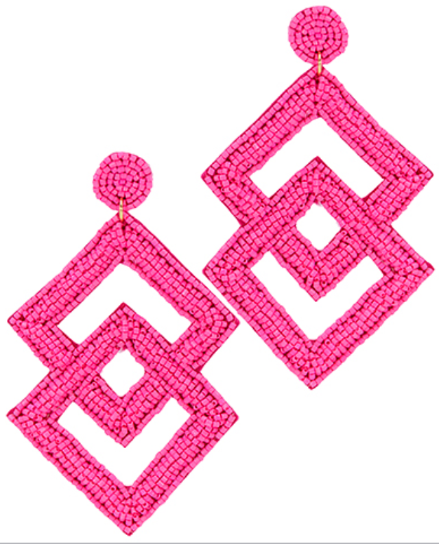 Double Diamond Bead Drop Earrings