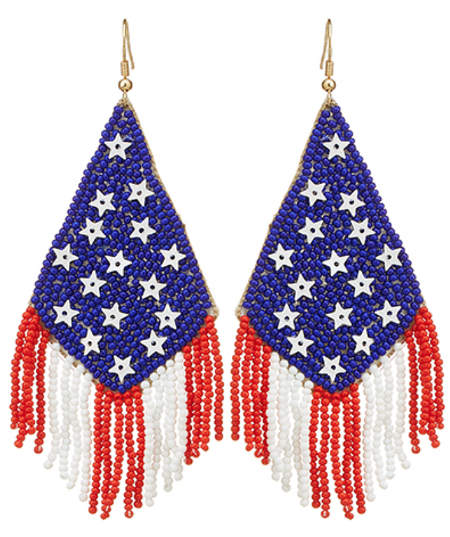 America Flag Tassel Earrings