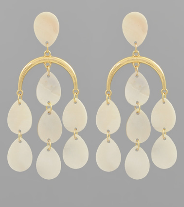 Teardrop Shell Tassel Earrings