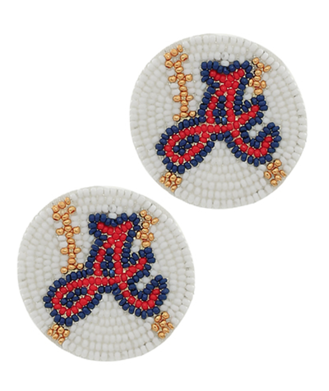 Atlanta Baseball Beaded Earrings