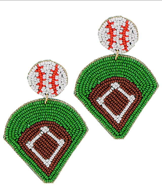 BaseBall Beaded Drop Earrings