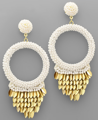 Calla Bead Circle & Sequin Earrings