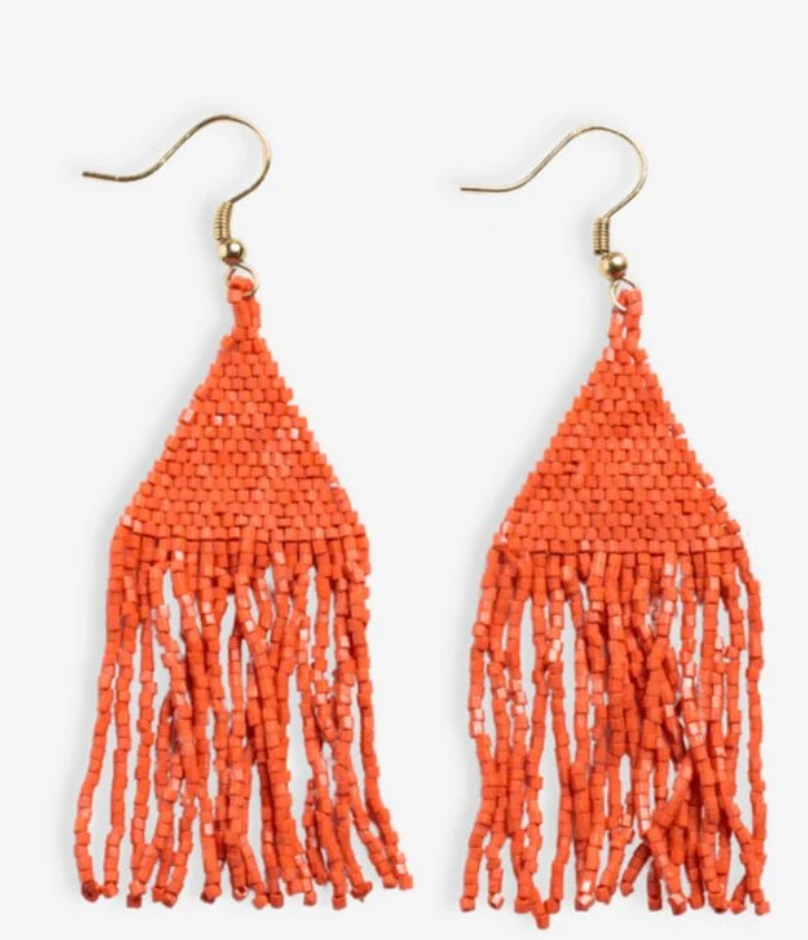 Ink + Alloy Lexie Solid Beaded Fringe Earrings Coral