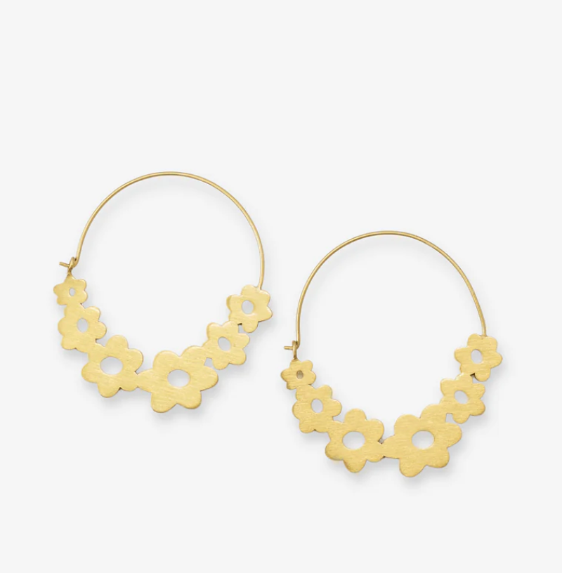 Ink + Alloy Maeve Floral Wrapped Hoop Brass