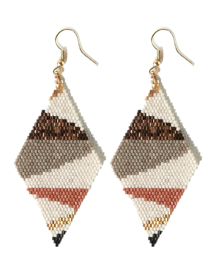 Ink + Alloy Frida Angled Stripes Beaded Earrings Mixed Metallic