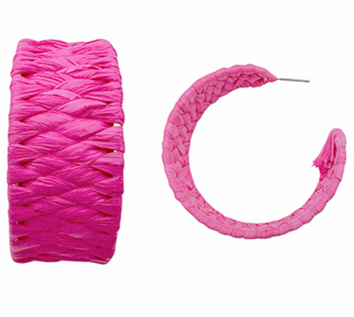 Wrapped Raffia Gradual Hoops