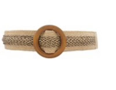 Wooden Buckle Woven Straw Belt