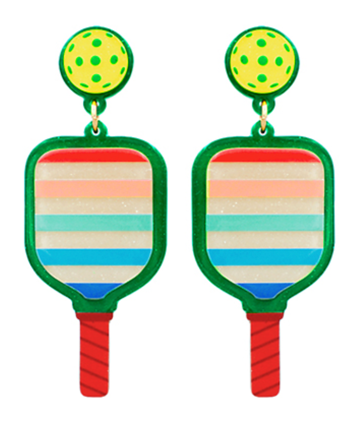 Stripe Pickleball Earrings