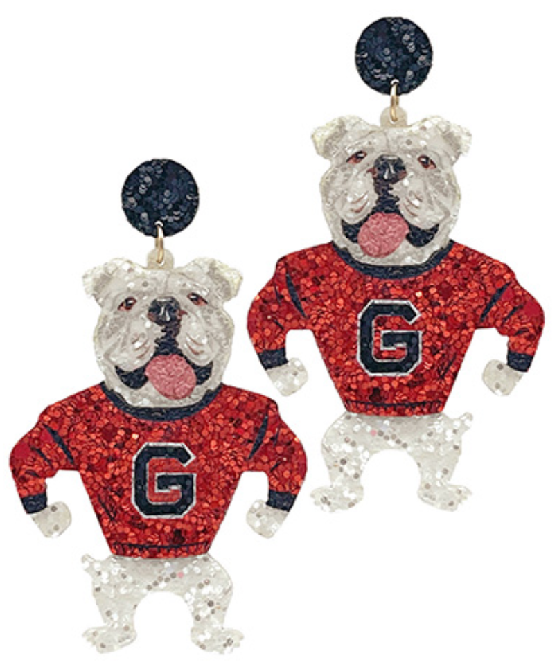 Standing Bulldog Glitter Earrings