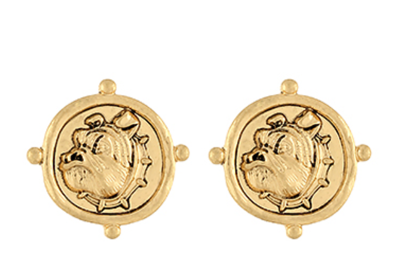 Bulldog Face Coin Earrings