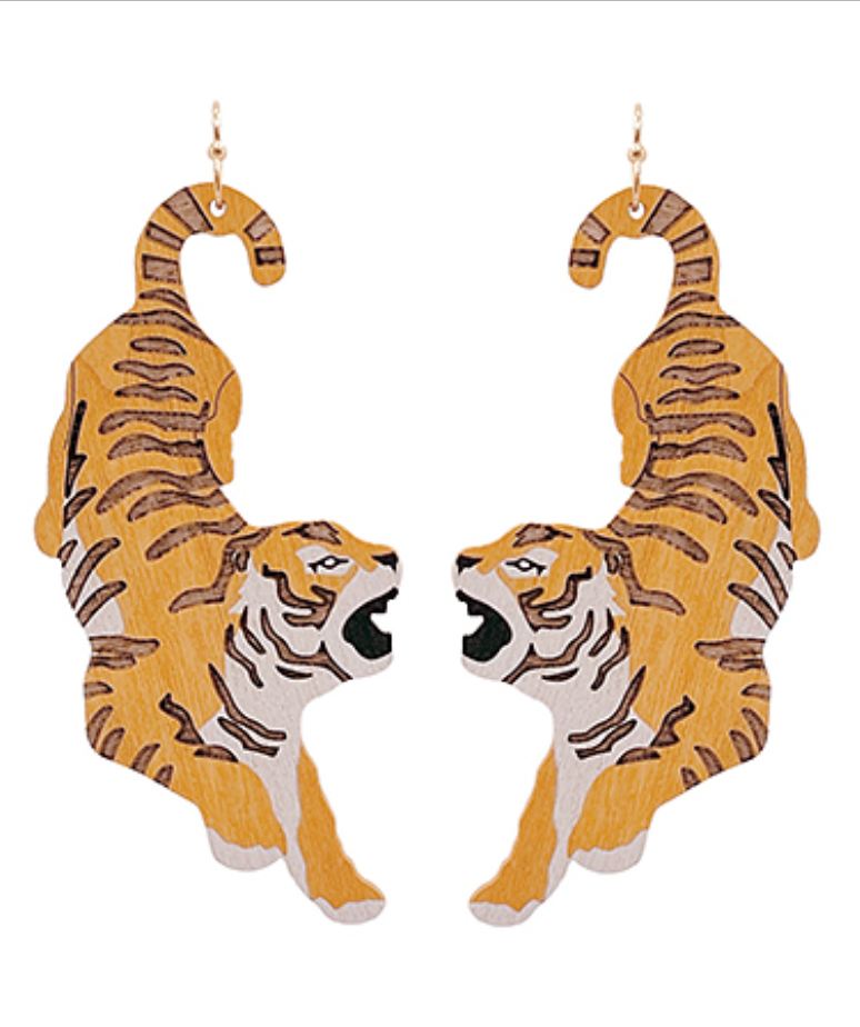 Tiger Wooden Earrings