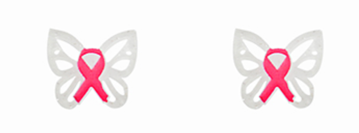 Butterfly Pink Ribbon Studs