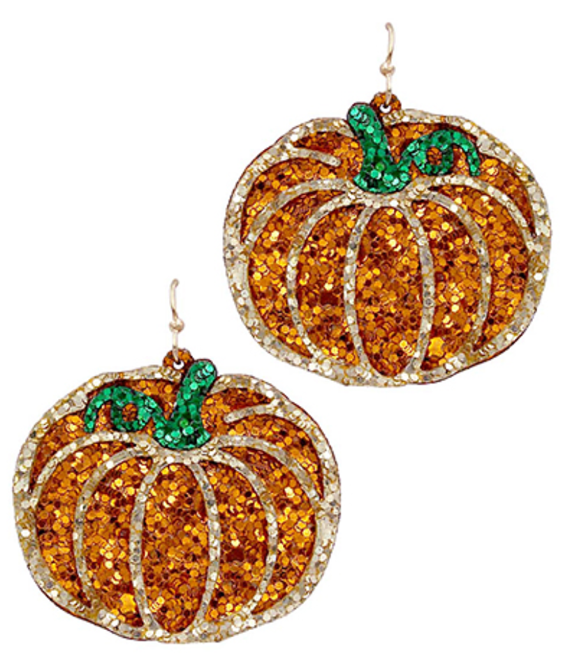 Glitter Pumpkin Earrings