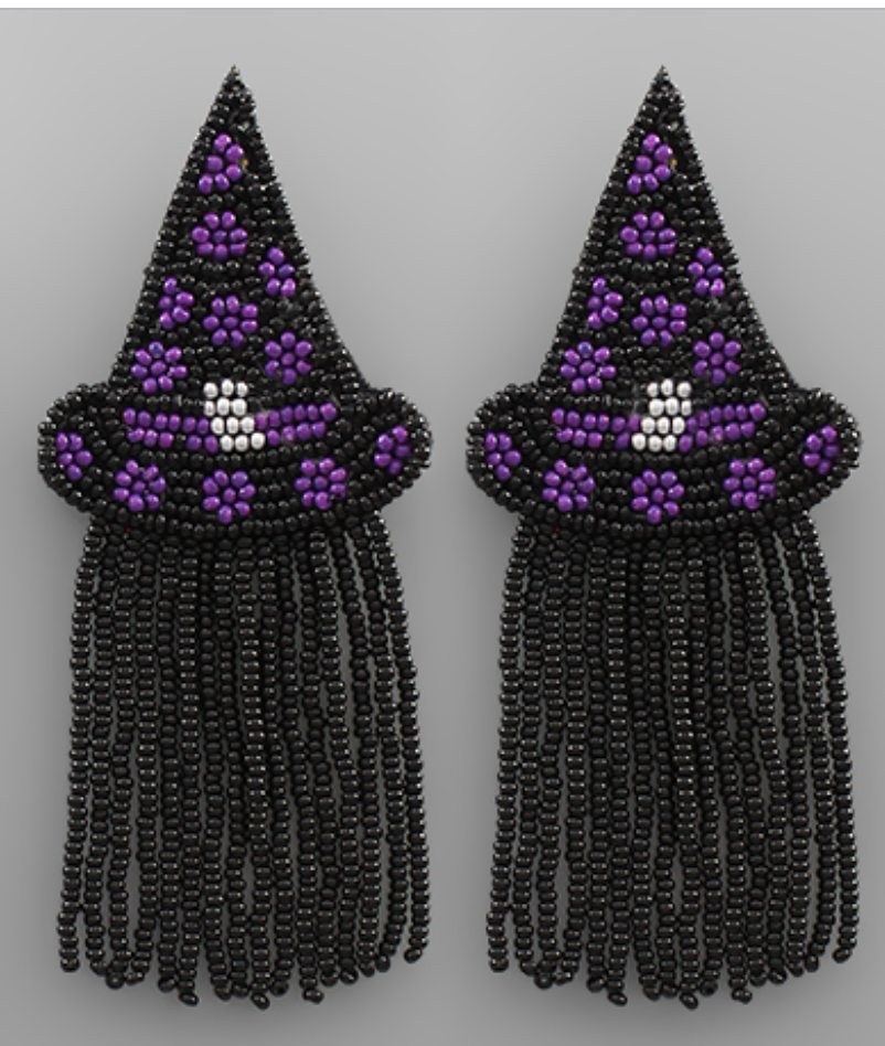 Witch Hat Bead Tassel Earrings