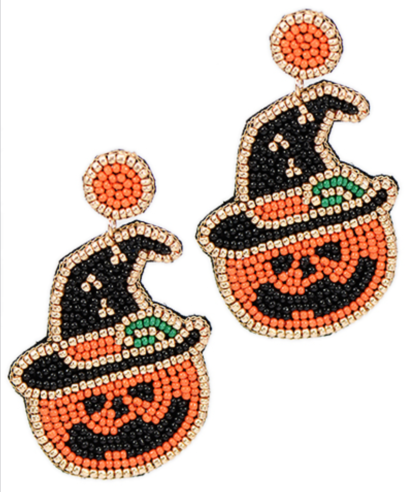 Witch Hat Pumpkin Earrings