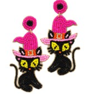 Halloween Cat & Hat Earrings