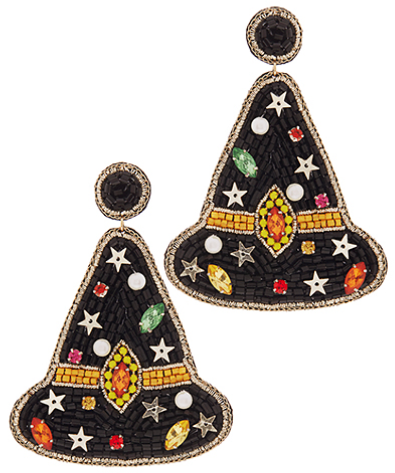 Witch's Hat Beaded Drop Earrings