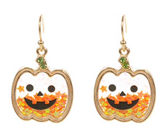 Pumpkin Glitter Shaker Drop Earrings