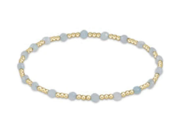 Enewton Gemstone Gold Sincerity Pattern 3mm Bead Bracelet - Aquamarine