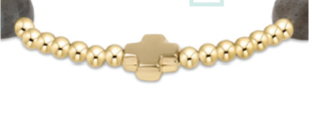 Enewton Signature Cross Admire Gold Pattern 3mm Bead Bracelet - Labradorite