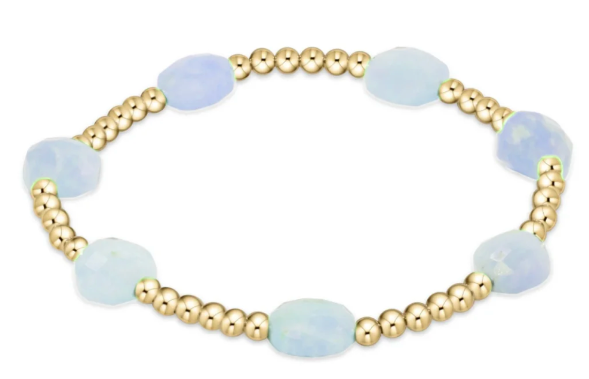 Enewton Admire Gold 3mm Bead Bracelet - Aquamarine