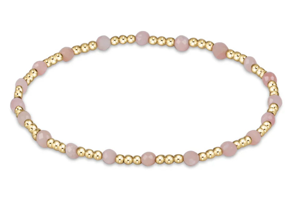 Enewton Gemstone Gold Sincerity Pattern 3mm Bead Bracelet - Pink Opal