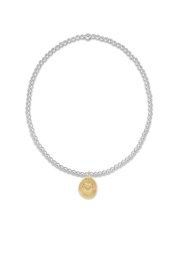 enewton Classic Sterling Mixed Metal 2mm Bead Bracelet - Inspire Love Small Gold Charm