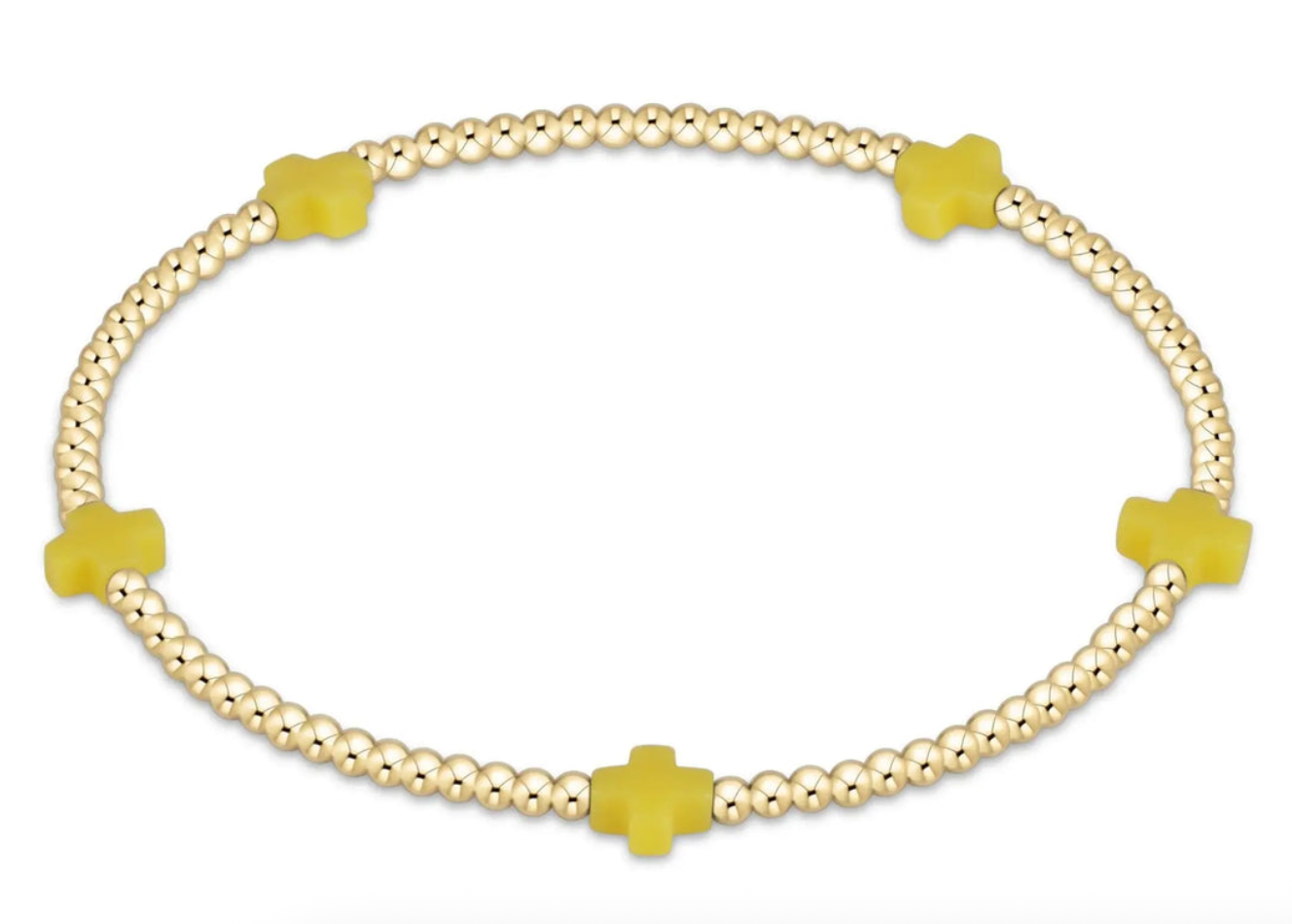 enewton Signature Cross Small Gold Pattern 2mm Bead Bracelet - Canary