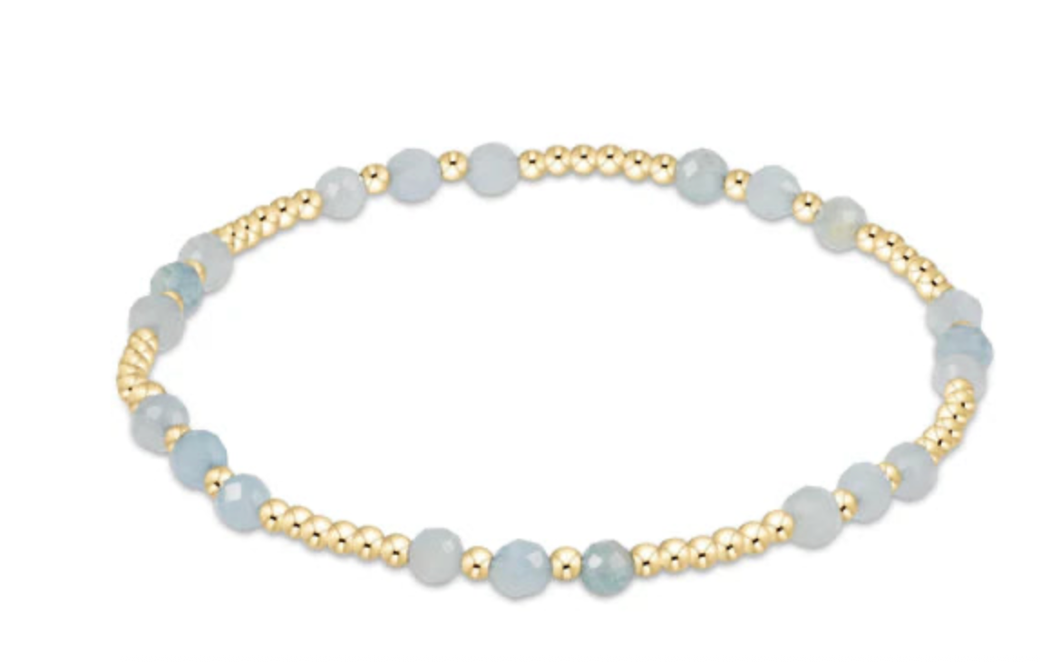 Enewton Gemstone Gold Joy Pattern 3mm Bead Bracelet - Aquamarine