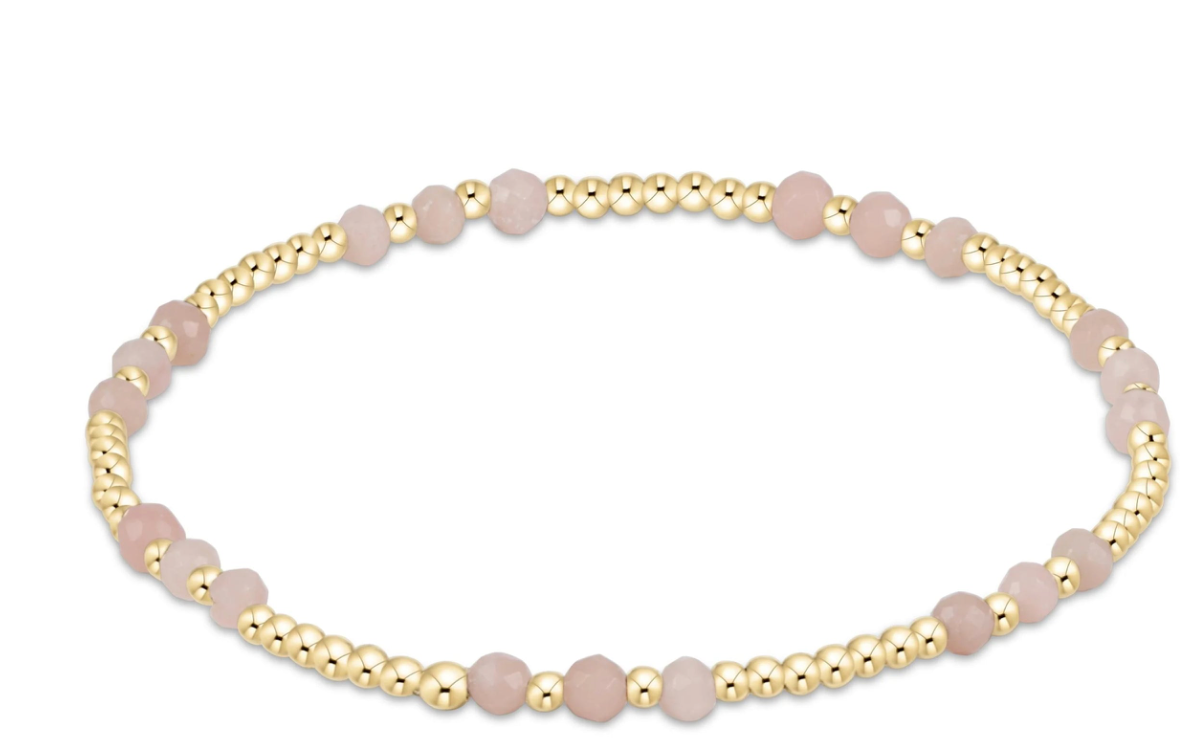 Enewton Gemstone Gold Joy Pattern 3mm Bead Bracelet - Pink Opal
