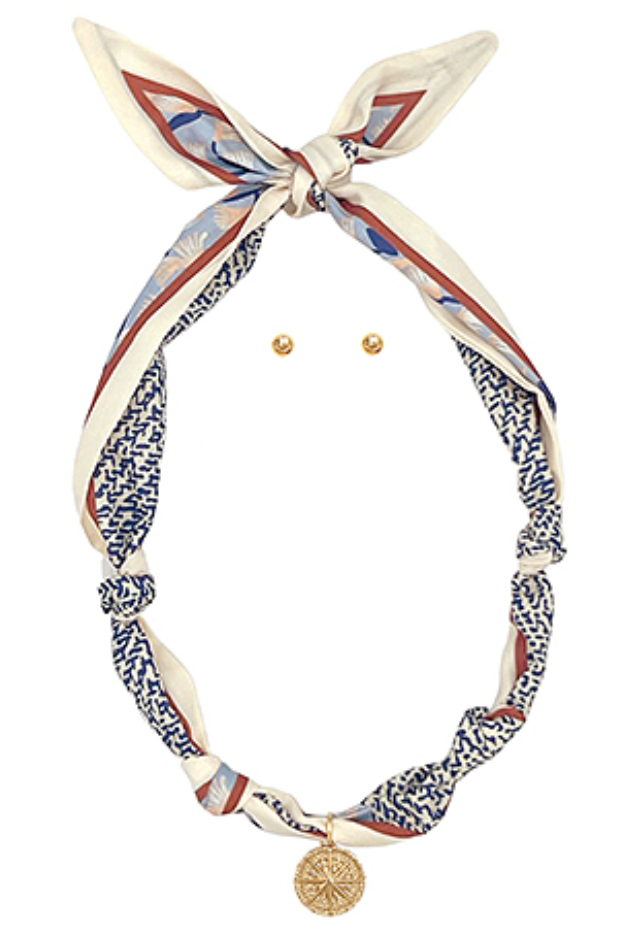 Scarf & Compass Charm Necklace
