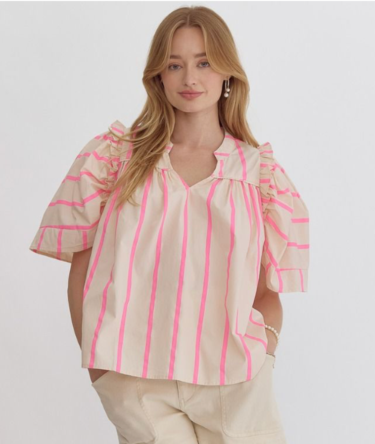 The Deck of Cards Striped Ruffle Top