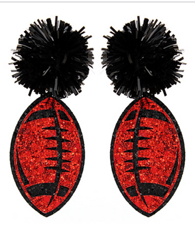 Gameday Glitter Football & Pompom Earrings