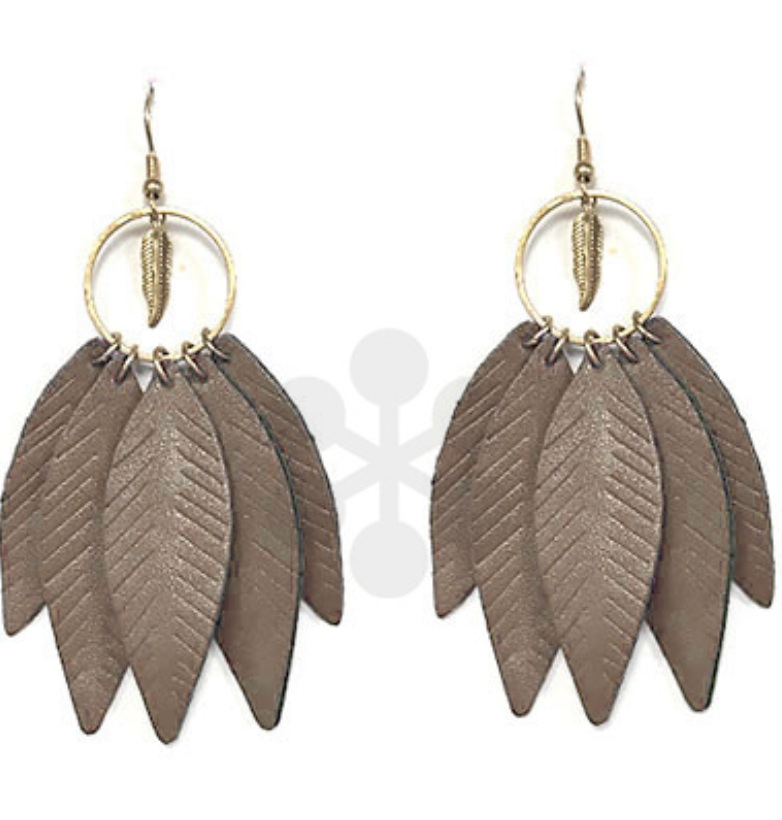 5 Leather Feather Earrings