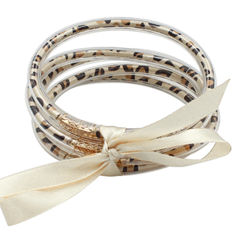 5 Row Animal Print Tube Jelly Bracelet Set