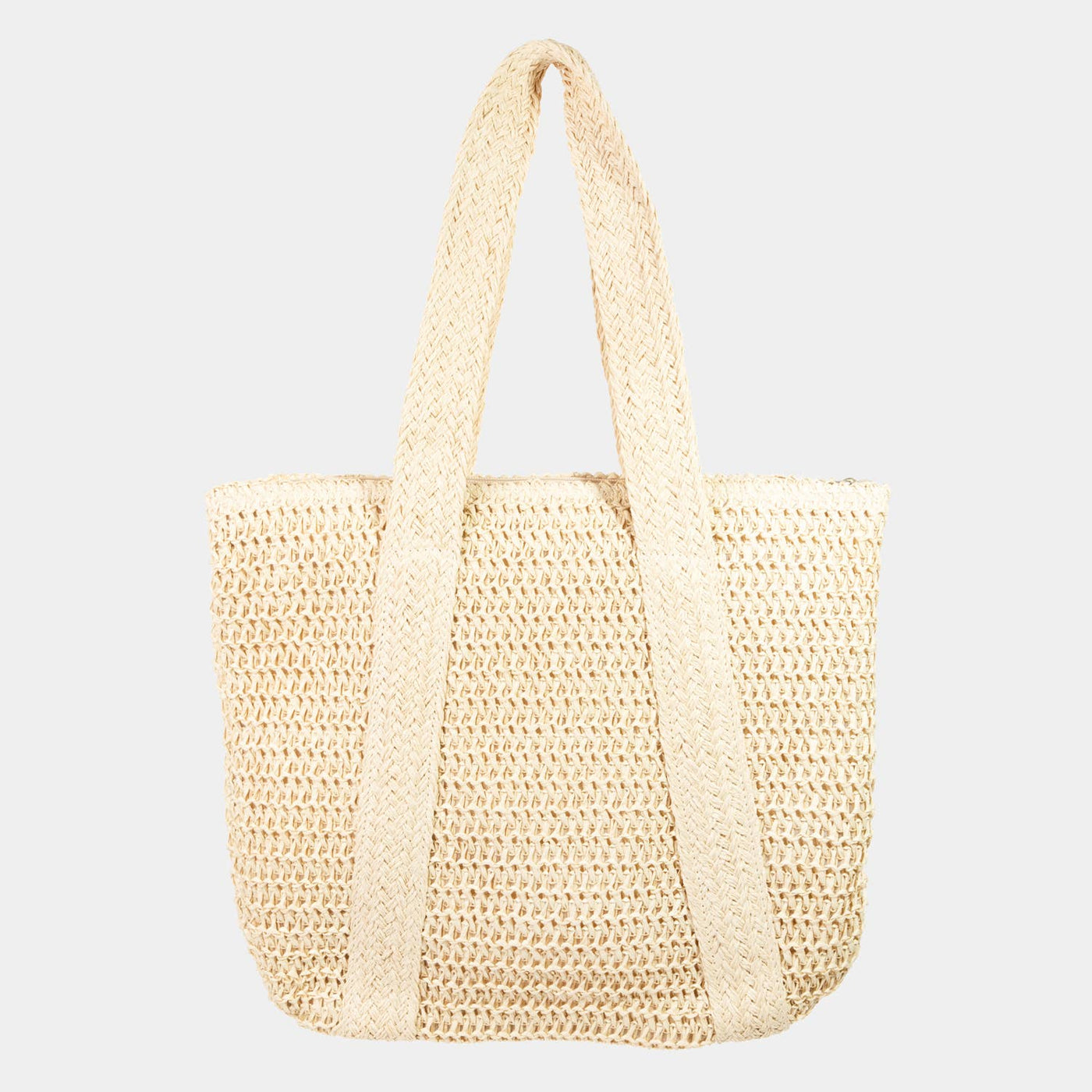 Straw Knit Zipper Tote Bag: IV
