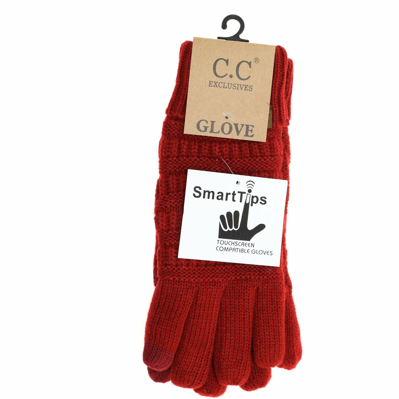 Women's Knit CC Gloves with Fuzzy Lining: New Candy Pink