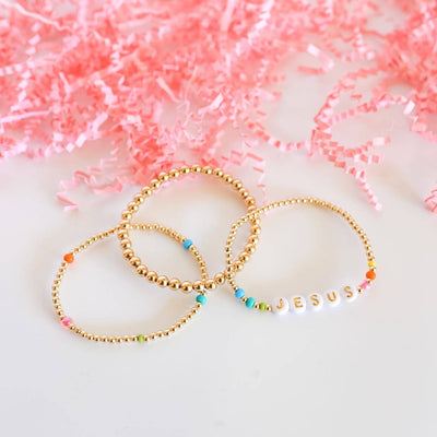 Beaded Blonde Confetti Poppi Bracelet: Standard 6.75 inch