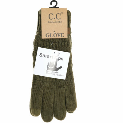 Women's Knit CC Gloves with Fuzzy Lining: Teal