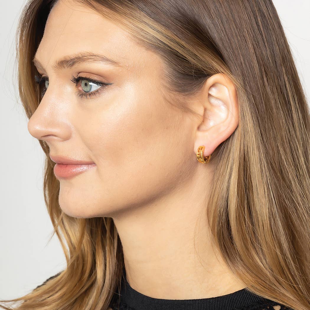 14K Gold-Dipped Carved Hoop Earring: GLD / ONE SIZE