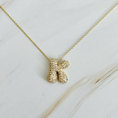 Crystal Bubble Initial Necklace: K