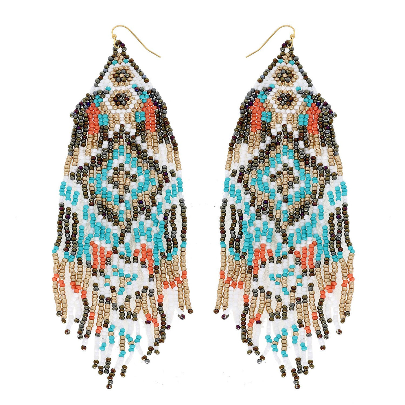 Native American Tassel Earrings: Mint